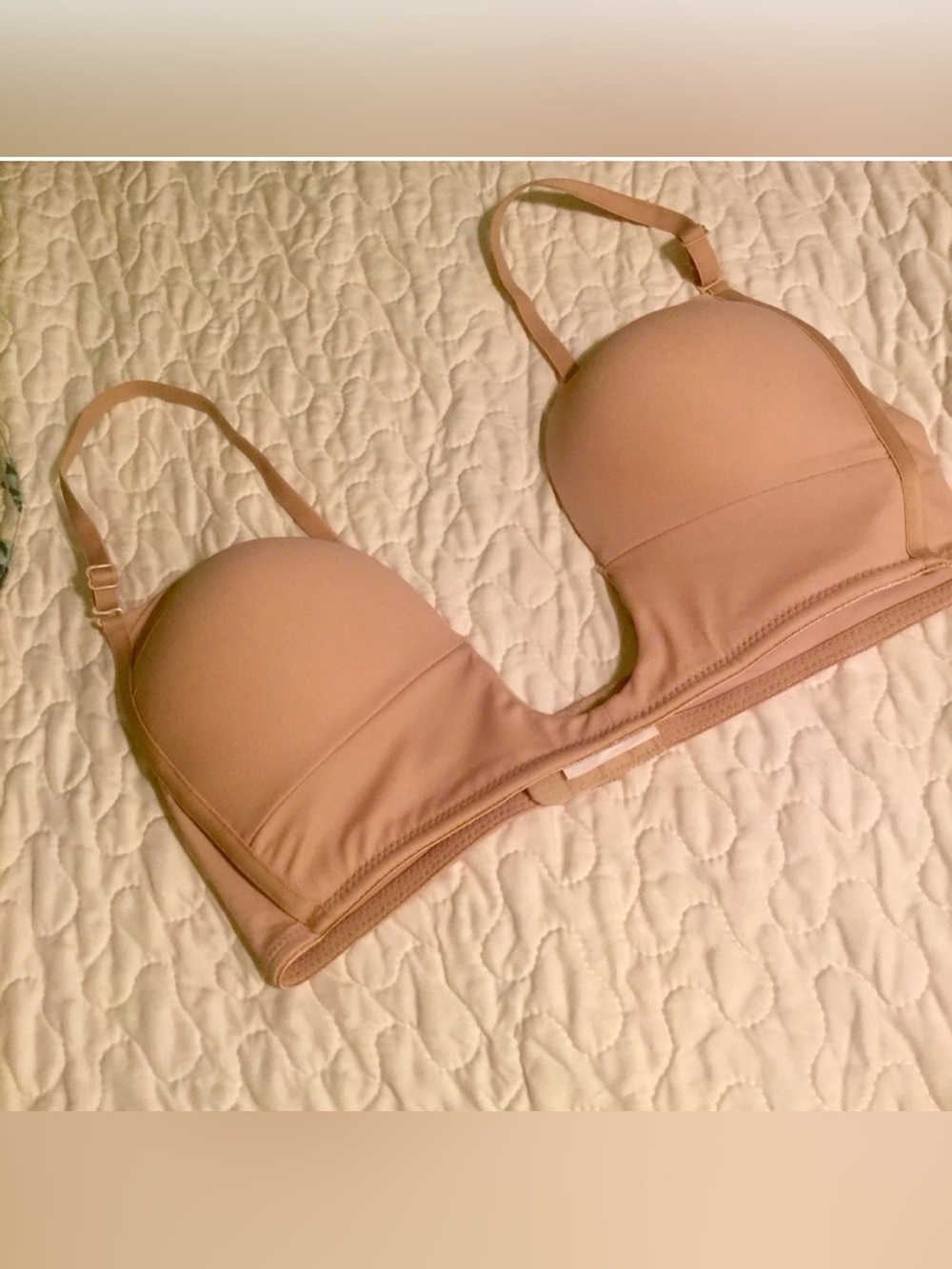 Never worn. V Bra Nude 34 C w/convertible straps